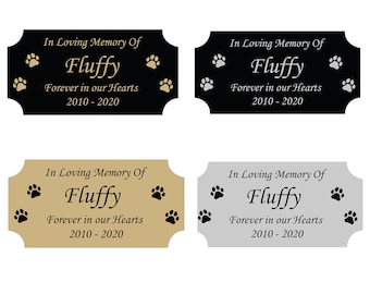 Pet Memorial  Personalized Plate with Paw Prints, Commemorative Memory Plaque, Customized Plaque- Multiple Size and Color Options