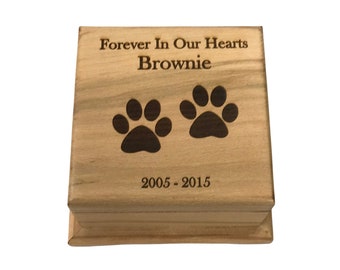 Memorial Pet Urn, Wood Engraved Dog Urn, Wooden Cat Cremation Urn with Custom Engraving