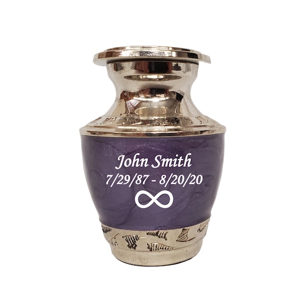 Infinity Customized Keepsakes Cremation Urn- 7 Colors and Styles, Funeral Tokens, Ash Urns with Personalized Engraving - Small Size