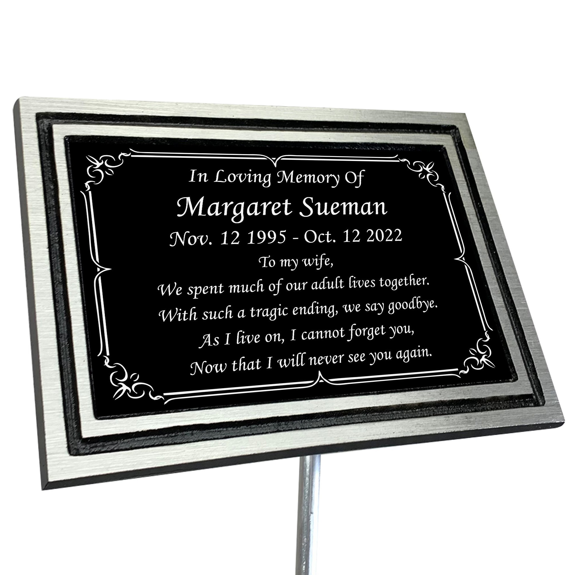 Personalized Memorial Plaque, Grave Marker, Remembrance Plaque, Outdoor, Indoor Memorial Cast Aluminum Plaque with Stake, Engraved Plaque