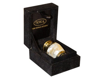 Keepsake Cremation Urn with Personalization and Velvet Case, Brass Mother of Pearl Token Urn