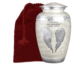 Angel Wings Cremation Urn, Adult Size Angel Urn With Personalization and Bag- Multiple Colors