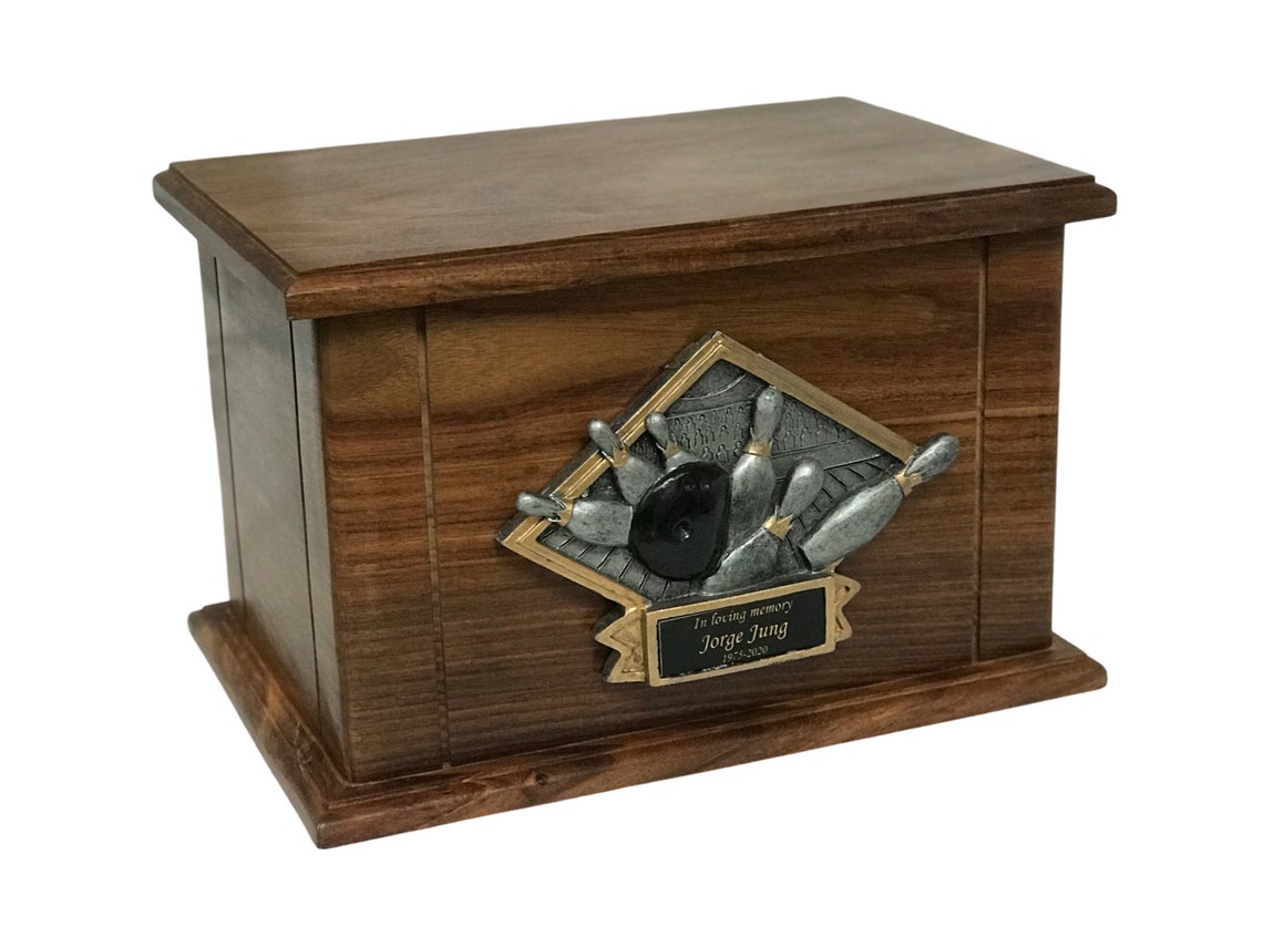 Cremation Urn Wood Urn Bowling Urn Bowler Wooden Funeral Etsy