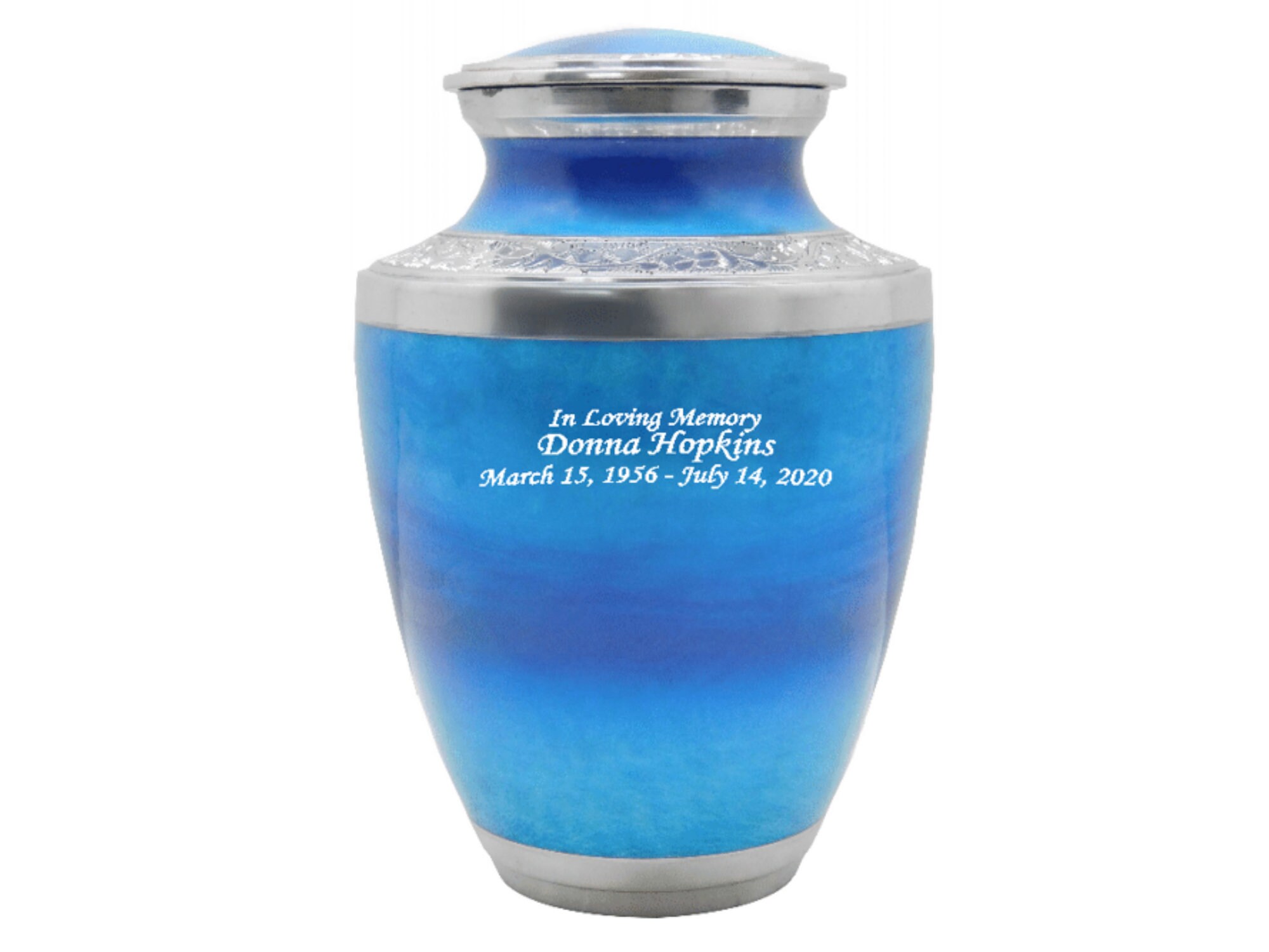 Ocean Serenity Cremation Urn, Customized Human Adult Blue Funeral Urn…