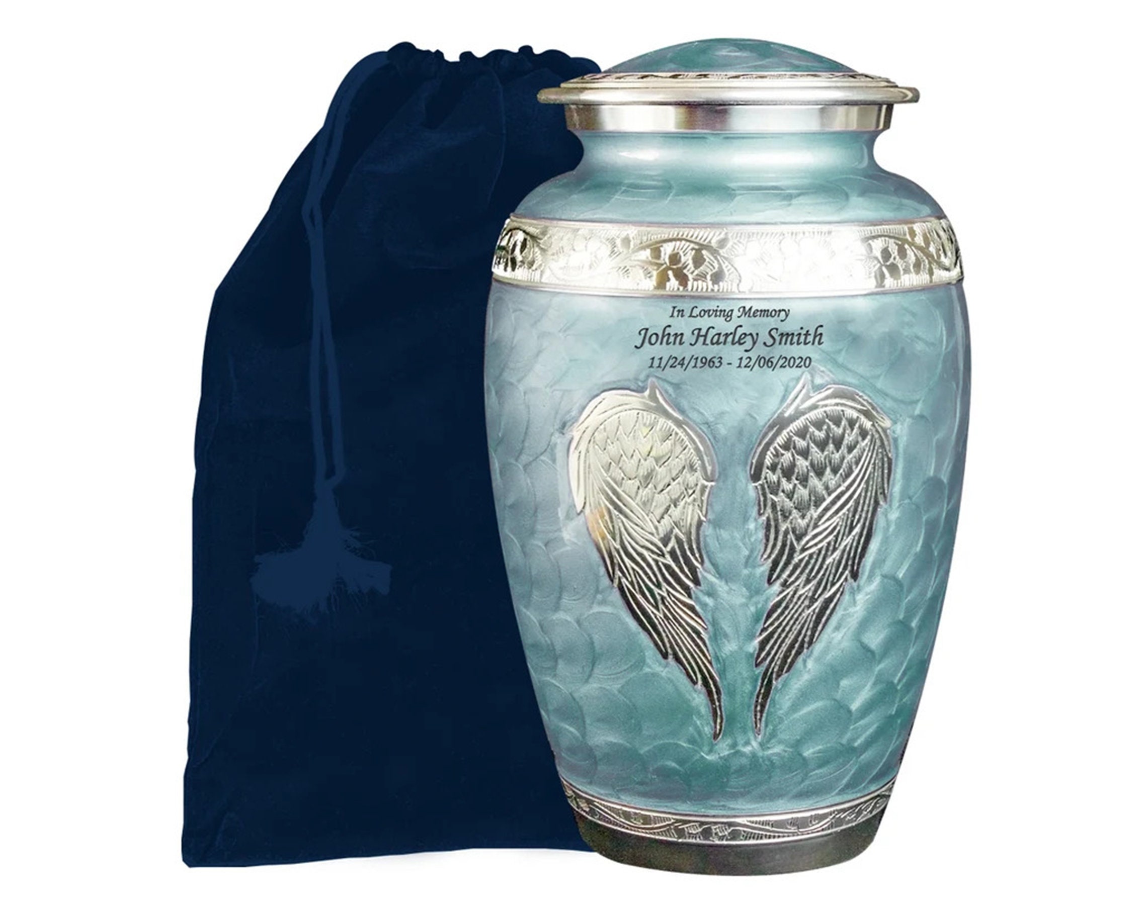 Angel Cremation Urn, Angel Wings Urn With Personalization and Bag- Multiple Colors and Sizes