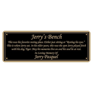 Memorial Bench Plate, Personalized Plaque, Door Name Plate, Building Sign, Engraved Tree Plaque, Custom Engraving, Multiple Sizes and Colors