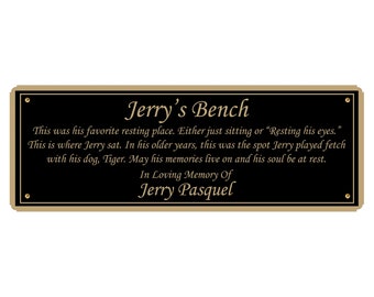 Memorial Bench Plate, Personalized Plaque, Door Name Plate, Building Sign, Engraved Tree Plaque, Custom Engraving, Multiple Sizes and Colors