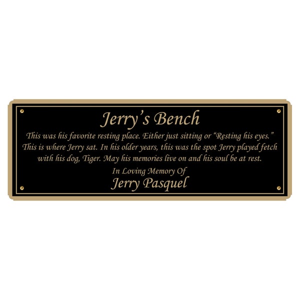 Memorial Bench Plate, Personalized Plaque, Door Name Plate, Building Sign, Engraved Tree Plaque, Custom Engraving, Multiple Sizes and Colors