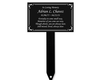 Extra Large Memorial Plaque Stake, Sturdy Metal Grave Marker in Black, Gold and Silver, Outdoor, Indoor Memorial Plate, Personalized