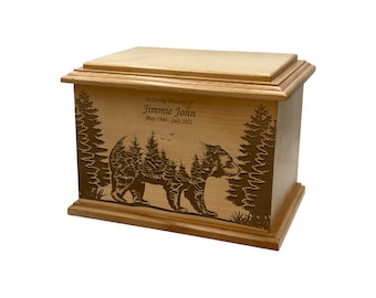 Bear Cremation Urn, Bear Wooden Funeral Urn, Animal Lovers' Wooden Urn with Engraving, Funeral Urn With Engraving