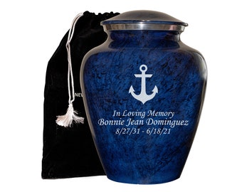 Anchor Cremation Urn, Anchor Human Adult Funeral Urn, Ship Anchor urn with Personalization-Multiple Colors