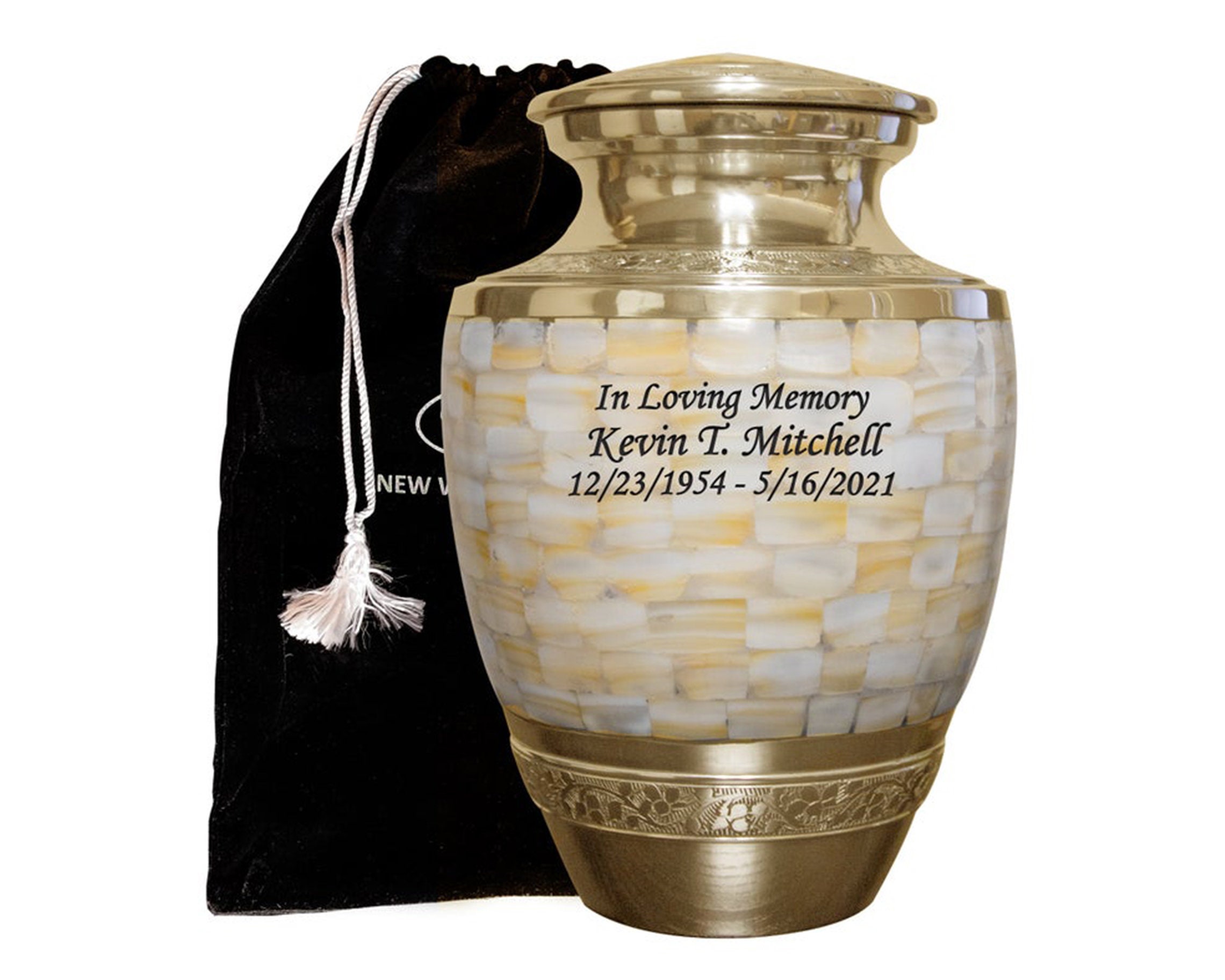 Trupoint Memorials Set Di 4 Urne Ricordo In Madreperla Per Ceneri Umane - Alte 7 Cm, In Ottone Con Scatola E Sacchetti Di Velluto - Ricordo Commemorativo Per Familiari