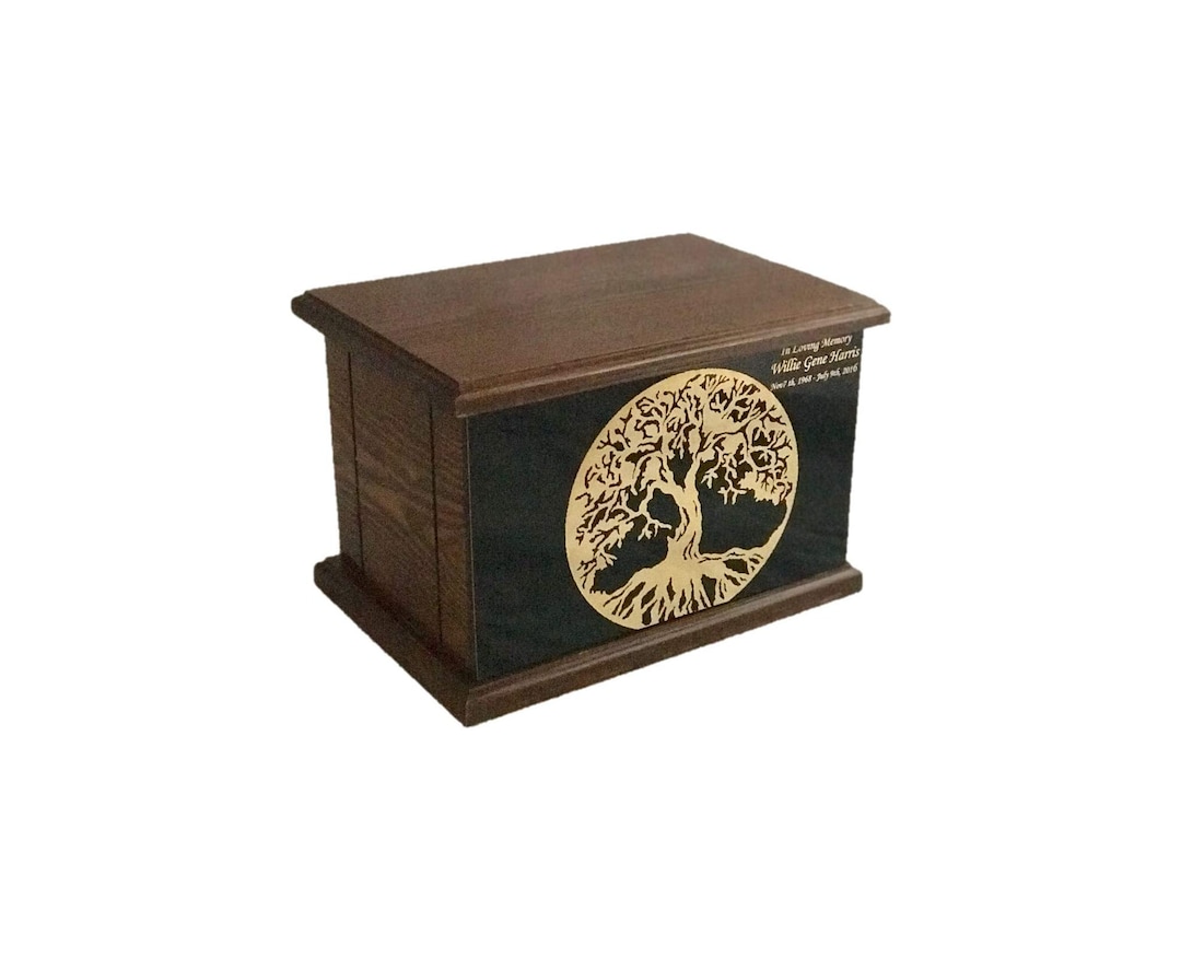 Adult Cremation Urn, Tree of Life Wood Funeral Urn, Funeral Wooden Urn
