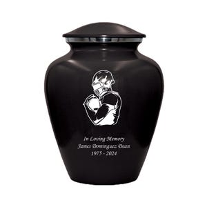 Football Urn, Football Lover's Cremation Urn, Customized Human Adult Funeral Urn For Sports Lovers, Personalization on Multiple Colors Black Style 1