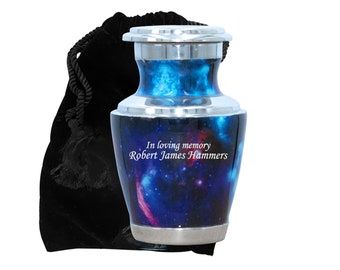 Personalized Keepsake Size Milky Way Galaxy Human Cremation Urn with Velvet Bag