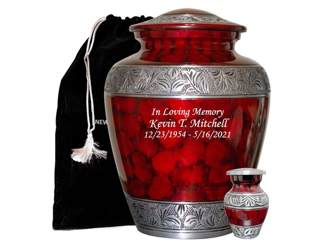Adult Human Funeral Cremation Urn, Beautiful Maroon With