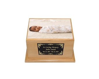 Baby-Bestattung Urne aus Holz, Säugling, Kleinkind und Kinder Bestattung Urne mit individueller Gravur
