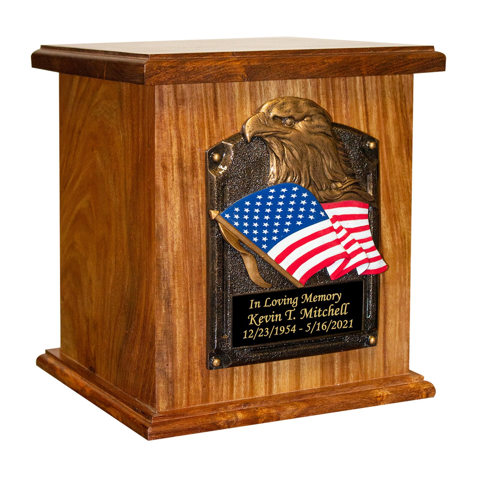American Flag and Eagle Cremation Urn Wood Funeral Urns Etsy