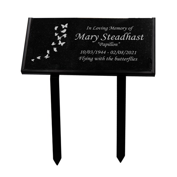 Gedenkplaat vlinder, stevige granieten grafmarkering, 6 x 12 inch granieten grafmarkering, gedenksteen begraafplaats plaquettehouder
