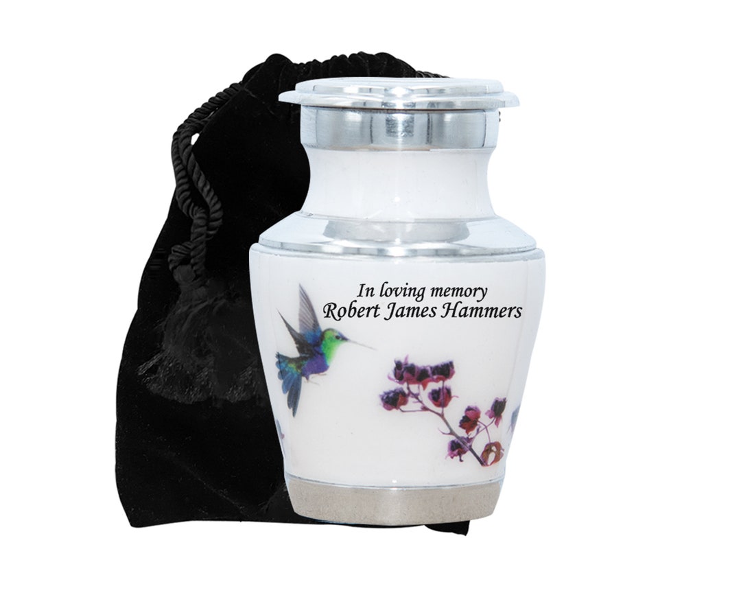 Hummingbird Keepsake Human Cremation Urn With Velvet Bag, Personalized ...