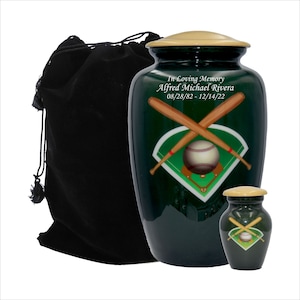 Baseball-Liebhaber-Einäscherungs-Urne, Baseball-Urne in Erwachsenengröße, personalisierte Bestattungsurne mit Samtbeutel
