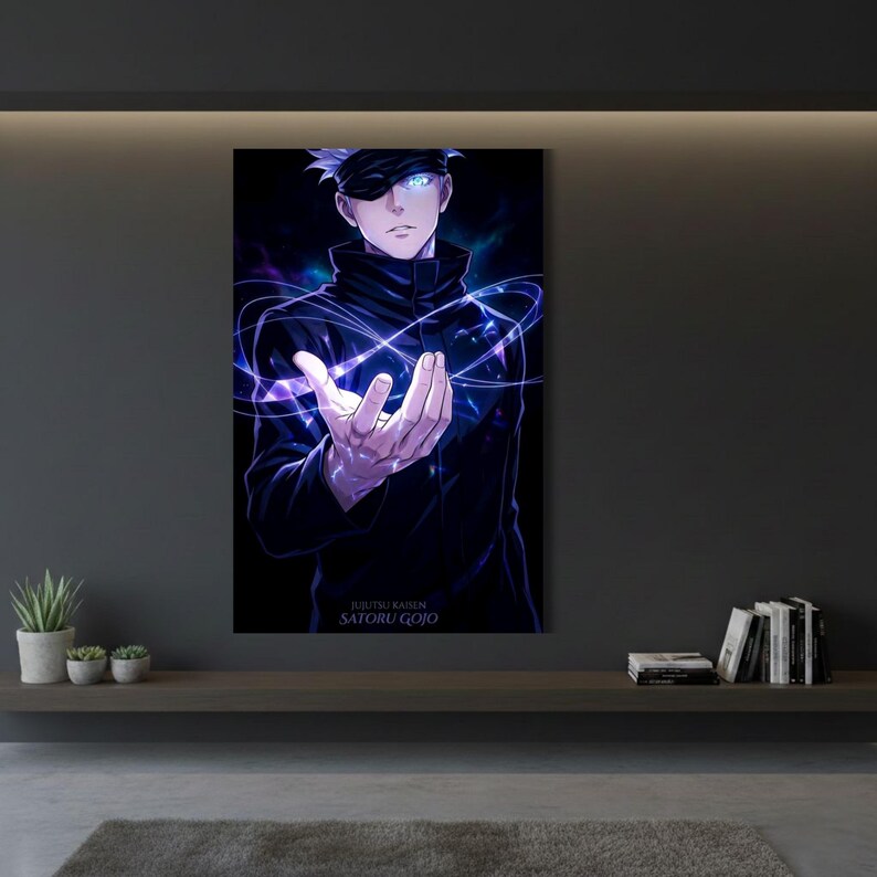 Satoru Gojo Metal Poster, Jujutsu Kaisen Anime Wall Art, Six Eyes Print ...