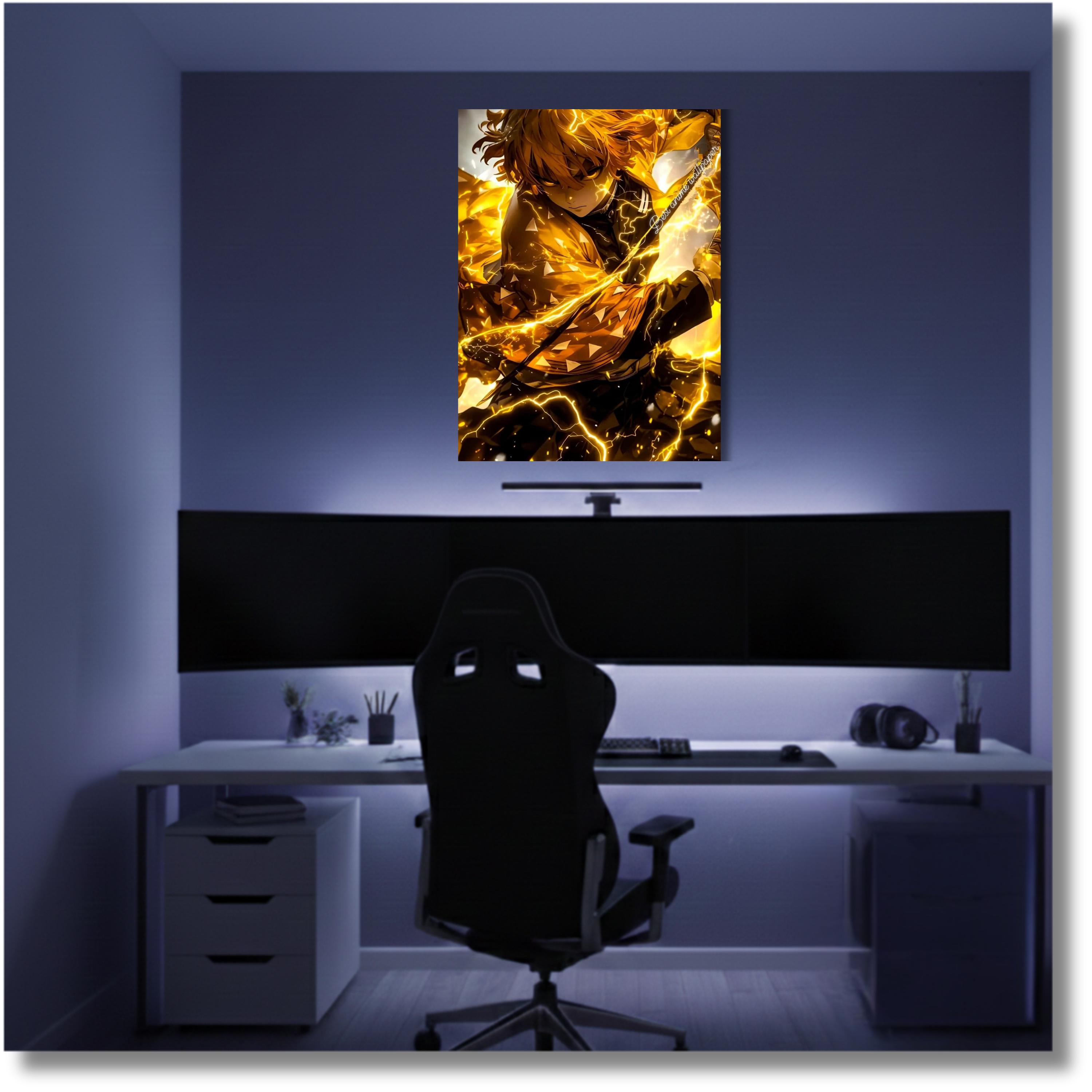 Zenitsu Agatsuma Metal Poster – Demon Slayer Thunder Breathing Anime ...