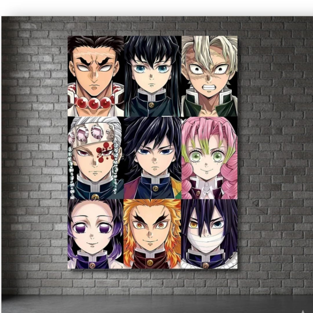 Demon Slayer Hashira Metal Poster, Kimetsu No Yaiba Nine Pillars Anime ...