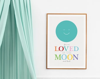 To The Moon and Back Print Gift | Nursery Wall Art | Moon Nursery Decor | Baby Shower Gift | Kids Room Wall Art | Space Nursery