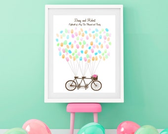 Bicycle Fingerprint Guest Book Alternative | Wedding Keepsake | Tandem Bike Artwork | Customizable Design | Wedding Reception Activity