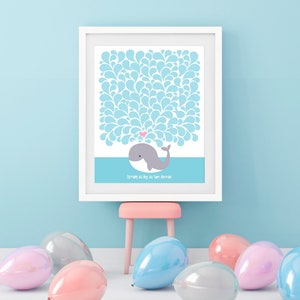 whale signature guest book baby shower or birthday print - nautical baby shower, beach nursery art, animal art, sea nursery, whale nursery