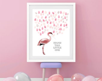 Flamingo Baby Shower Guestbook Print - Custom Personalized Art - Baby Girl Shower Idea - Pink Flamingo Keepsake Artwork - Summer Shower