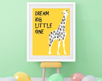 Giraffe Fingerprint Keepsake Guest Book | Keepsake Art for Baby Shower or Kids Birthday | Safari Themed Nursery Art | Kids Party Activity