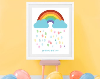 Rainbow Baby Shower Fingerprint Guest Book Alternative | Nursery Artwork | Baby Boy, Baby Girl, Twins | Personalized Art for Your Nursery