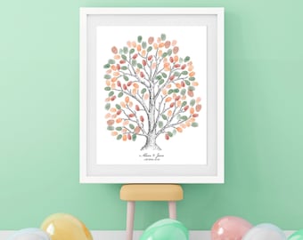 Custom Fingerprint Tree Guest Book Alternative - Vintage Illustration - Wedding or Baby Shower - Special Event Fingerprint Art | Retirement