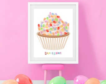 Cupcake Sprinkles Fingerprint Guest Book - Baby Sprinkle, Shower, Birthday or Wedding - Personalized Guest Book Poster Fun Party Alternative