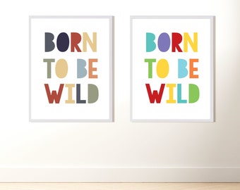 born to be wild print - jungle nursery art, safari nursery print, boys nursery decor, kids bedroom print, typographic poster for kids art