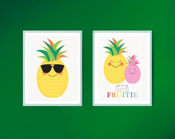 pineapple prints pineapple art - pineapple decor, pineapple wall art, summer nursery art, tropical nursery decor, fruit print fruit artwork