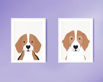 beagle print - puppy dog portrait - beagle gifts dog art, puppy illustration, nursery art animal prints, dog prints pets, animal wall art