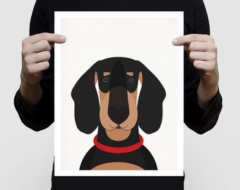 sausage dog print dachshund gifts - dachshund print, sausage dog art, sausage dog gifts, puppy dog portrait, pet illustration, nursery art