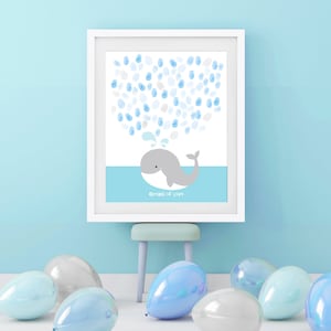 Wal Fingerabdruck-Gästebuch Alternative - Baby Shower oder Geburtstags-Gästebuch für Jungen - Maritimes Kinderzimmer Art - Fingerabdruck-Gästebuch - Poster