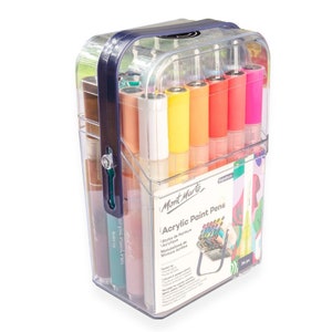 Acrylic paint pens set of 24 assorted Ccolours with case for craft projects, drawing, painting art supplies, markers image 3