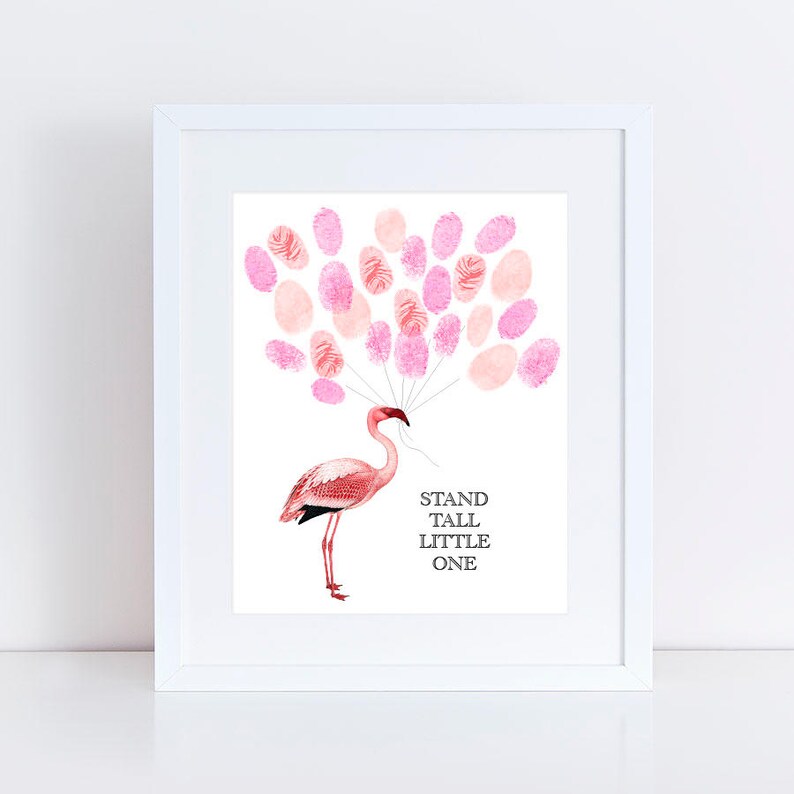 Baby Girl Shower Idea pink flamingo guest book poster in frame