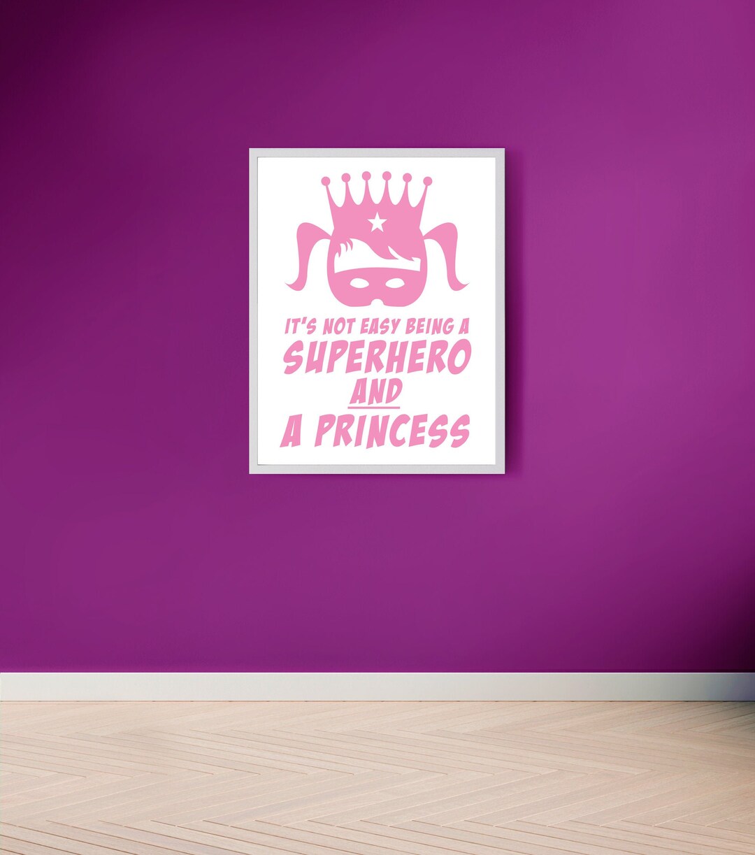 Superhero Princess Print for Girls Pink Art Printed Artwork - Etsy