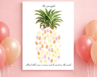 Pineapple Fingerprint Guest Book – Baby Shower or Summer Wedding Keepsake