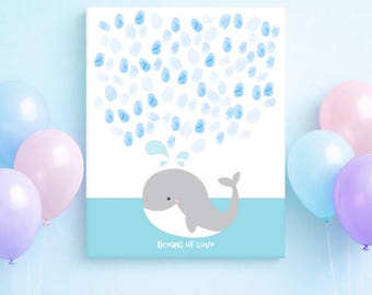 Whale Fingerprint Guest Book – Baby Shower or Birthday Keepsake