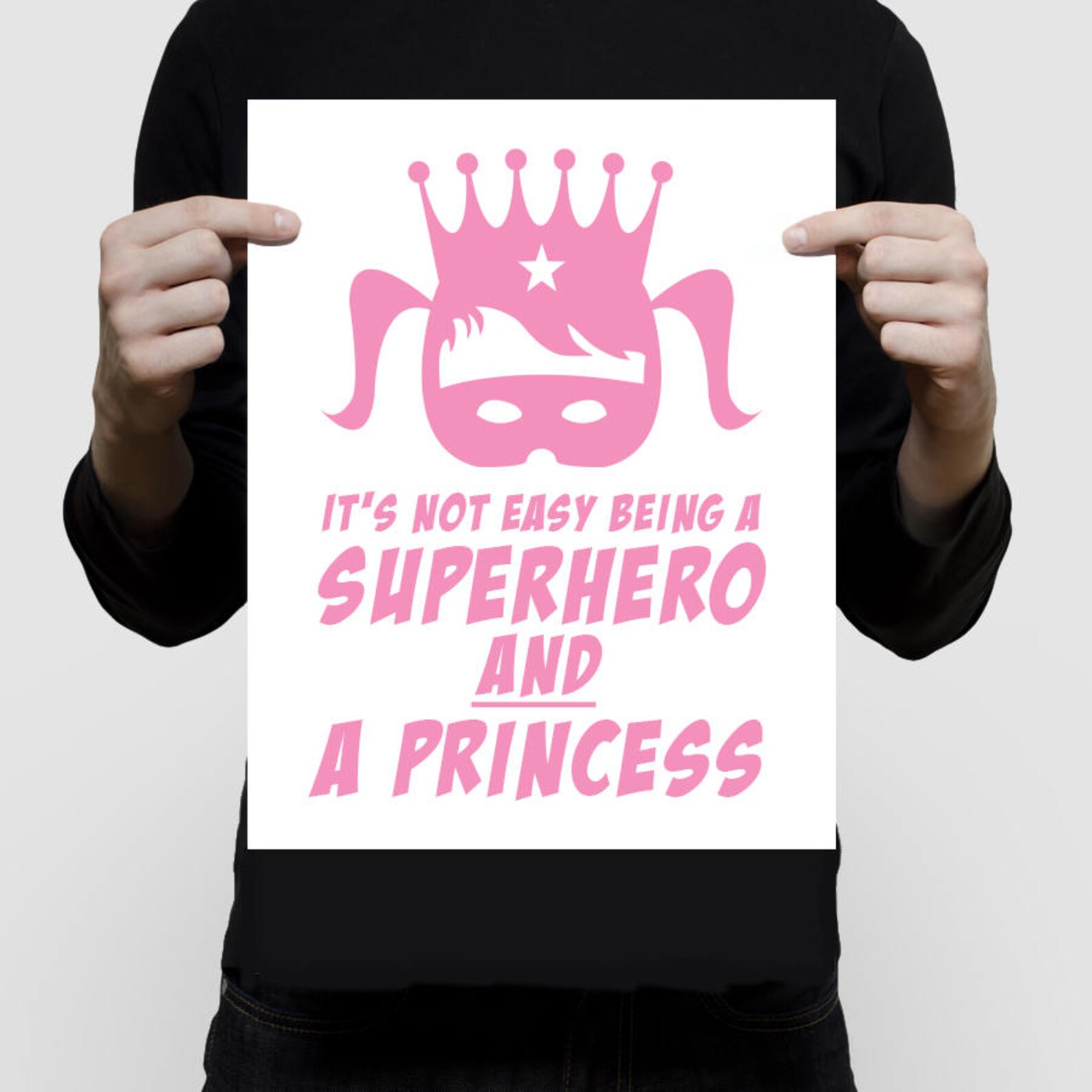 Superhero Princess Print for Girls Pink Art Printed Artwork | Etsy