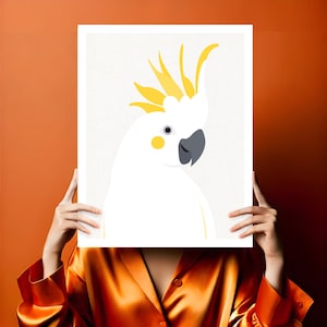 Sulphur crested cockatoo parrot art print – Australian bird wall decor, nursery print for kids room or home art