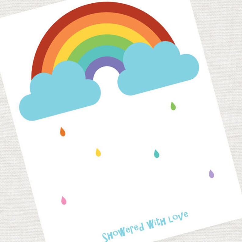 Rainbow baby shower guestbook fingerprint guest book print Etsy