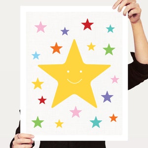 stars print - gender neutral nursery art, rainbow bright colourful childrens prints, space themed nursery decor, space art, space nursery